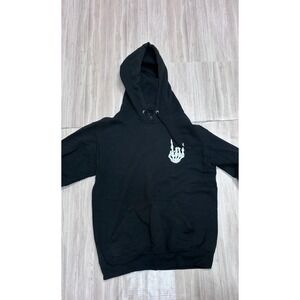 Bowery Supply Co Skeleton Middle Finger Hoodie Black Mens Size S